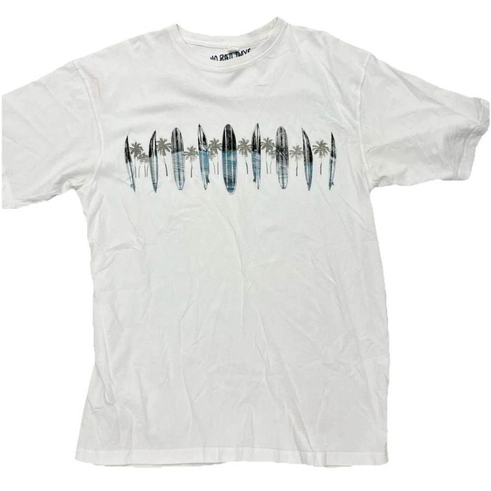 No Bad Days Men's T-Shirt XL Surfboards Graphic Print White Short Sleeve